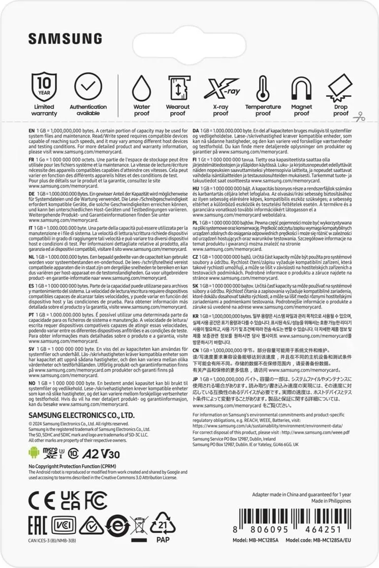 Kartë Memorie SD 128GB Samsung EVO PLUS microSDXC UHS-I U3 përfshirë adapterin SD - 9