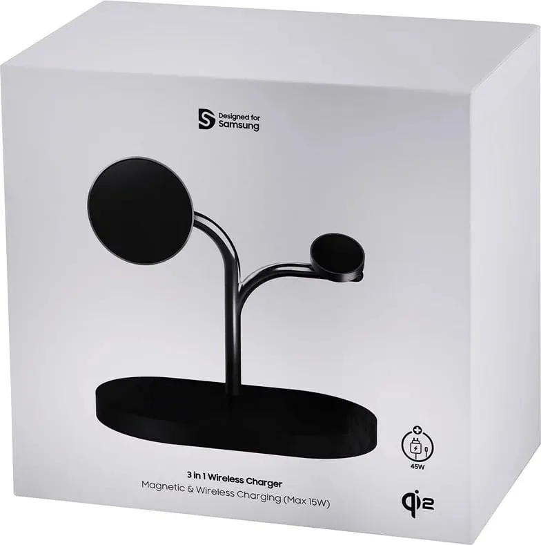 Karikues wireless Samsung GP-PWU024WIABW, për smartwatch, celular, kufje, 15W, USB Type-C, zi/argjendtë - 15