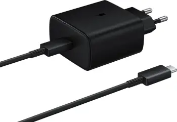 Karikues muri, Samsung, EP-TA845EWE me kabllo EP-DW767JWE, 45W PD/PPS SFC, USB-C 1x, kabllo USB-C 1.8 m, prizë EU, e zezë, set