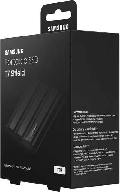 Disk i jashtëm Samsung T7 Shield, 1TB, i zi - 7