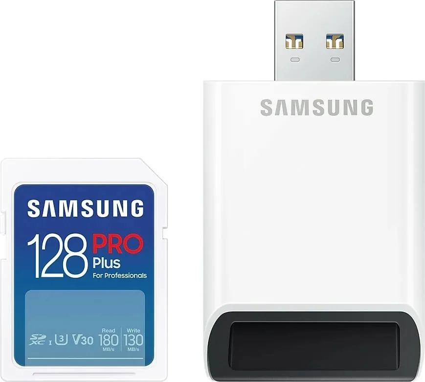 Kartelë memorie Samsung PRO Plus 128GB SDXC, UHS-I, 180MB/s, e bardhë - 1