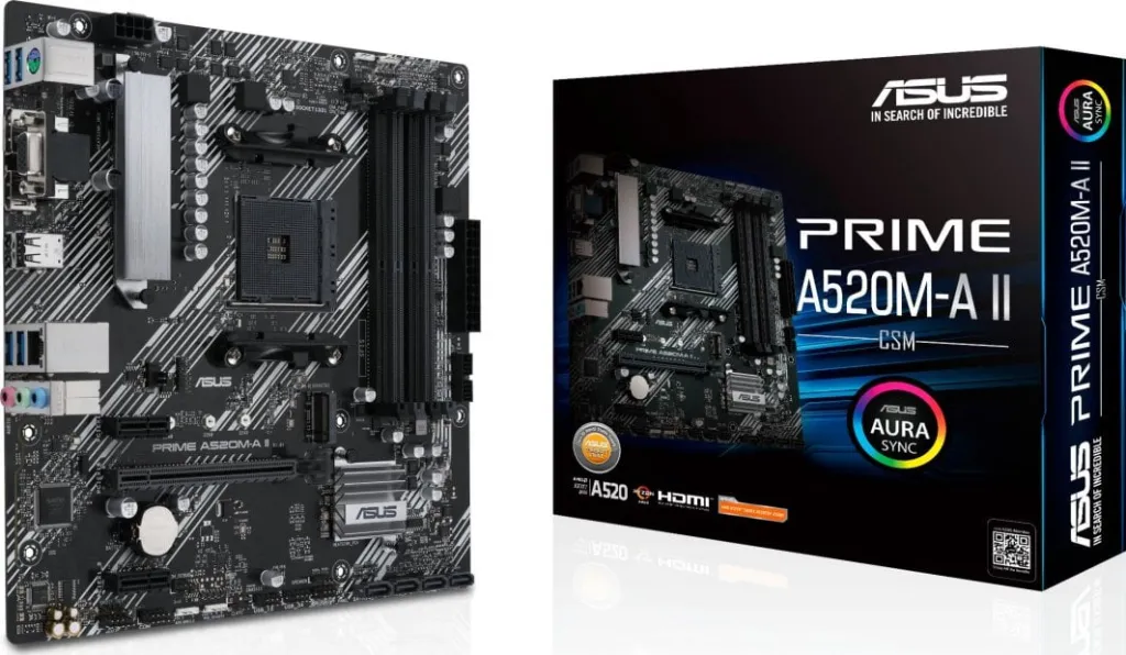 Pllakë amë Asus PRIME A520M-A II/CSM, AMD A520, Socket AM4, 4 slota, Micro ATX - 1
