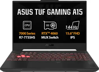 Laptop ASUS TUF Gaming A15 (2023), 15.6", AMD Ryzen 7 7735HS, 16GB RAM, 1TB SSD, NVIDIA GeForce RTX 4060 8GB GDDR6, i hirtë