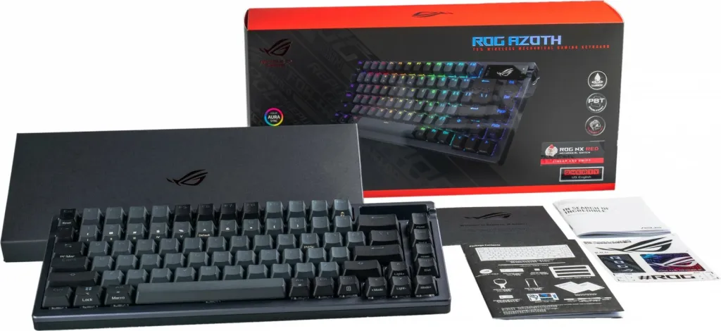 Tastierë ASUS ROG Azoth, Wireless, 75%, RGB, e zezë - 3
