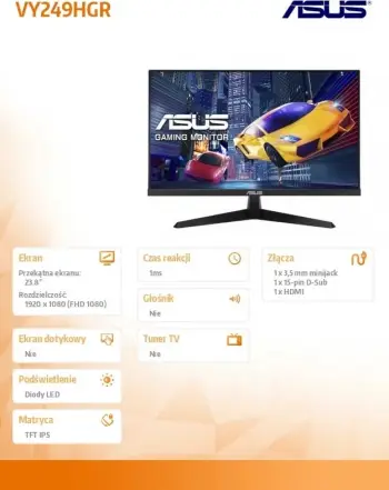Monitor ASUS VY249HGR, 23.8", Full HD, 1920x1080, i zi