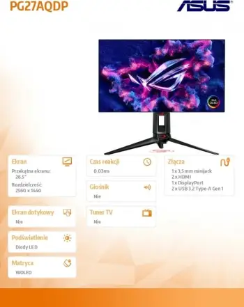 Monitor ASUS ROG Swift OLED PG27AQDP, 27", Quad HD, 480Hz, i zi