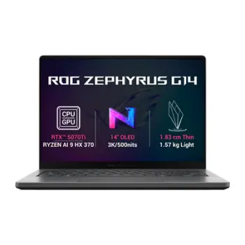 Laptop ASUS ROG Zephyrus G14 (GA403WR‑NEBULA109X), 14" 3K OLED, Ryzen AI 9 HX 370, RTX 5070 Ti, 32 GB RAM, 1 TB SSD, i hirtë