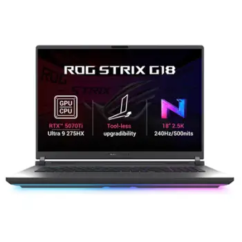 Laptop ASUS ROG Strix G18, 18″, Intel Core Ultra 9 275HX, 32 GB RAM, 1TB SSD, NVIDIA GeForce RTX 5070 Ti, i hirtë