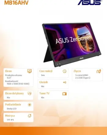 Monitor ASUS ZenScreen MB16AHV, 15,6", IPS, FHD, i zi