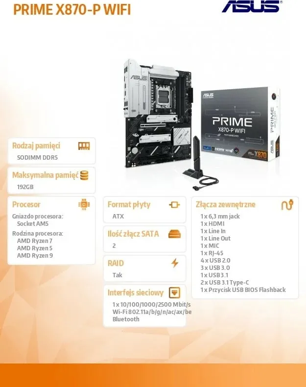 Pllakë amë ASUS PRIME X870-P WIFI - 1