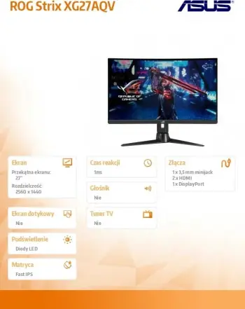 Monitor ASUS ROG Swift, 27", 2560 x 1440, Wide Quad HD, 170 Hz, i zi