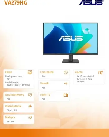 Monitor ASUS VA279HG, 27", Full HD, i zi