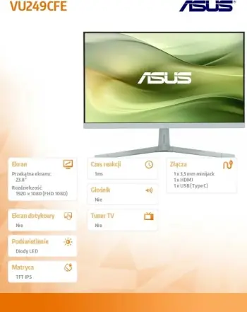 Monitor ASUS VU249CFE-G, 24", IPS, i zi