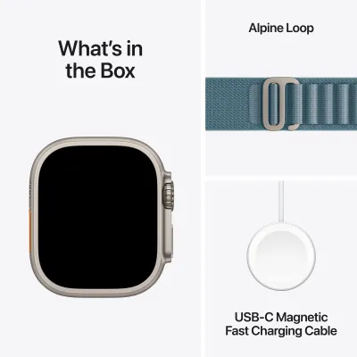 Apple Watch Ultra 3 Cellular 49mm Natural Titanium Case with Light Blue Alpine Loop, Medium - 7
