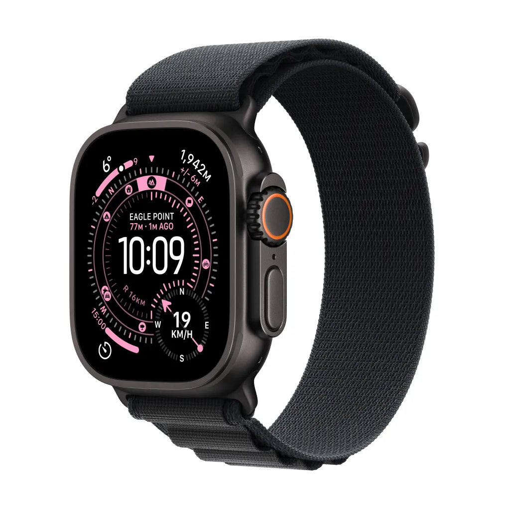 Apple Watch Ultra 3 Cellular 49mm Black Titanium Case with Black Alpine Loop, Large - 1