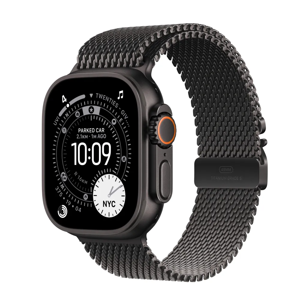 Apple Watch Ultra 3 Cellular 49mm Black Titanium Case with Black Titanium Milanese Loop, Large - 1