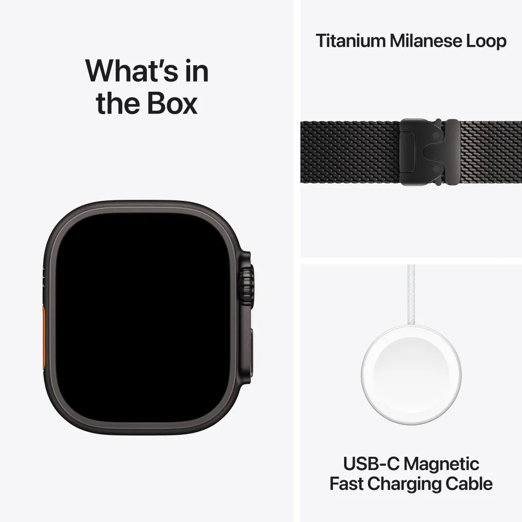 Apple Watch Ultra 3 Cellular 49mm Black Titanium Case with Black Titanium Milanese Loop, Large - 7