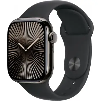 Apple Watch Series 10 / GPS + Cellular / 42mm / Slate Titanium Case with Black Sport Band – S/M