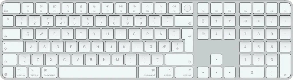 Apple Magic Keyboard (2024) with Touch ID and Numeric Keypad, Norwegian, White Keys - 1