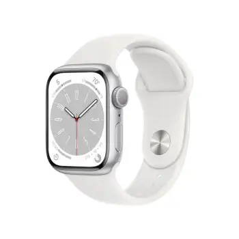 Apple Watch S8 GPS 41mm, Silver Aluminium Case me White Sport Band, Regular