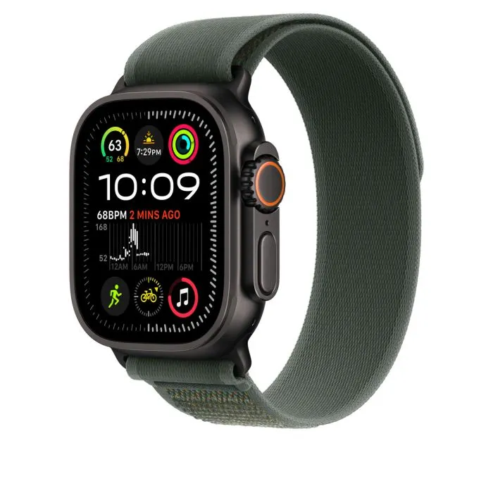 Apple Watch 49mm Loop, Green/Neon Trail Loop, S/M, Black Titanium Finish - 2