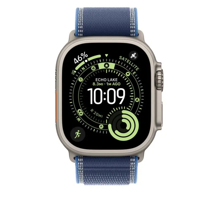 Apple Watch 49mm Loop, Blue/Bright Blue Trail Loop, M/L, Natural Titanium Finish - 3
