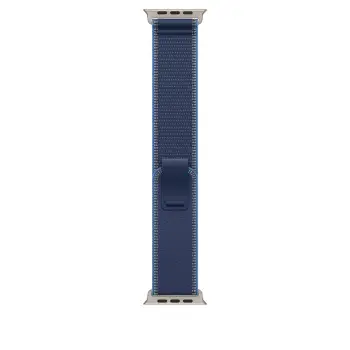 Apple Watch 49mm Loop, Blue/Bright Blue Trail Loop, M/L, Natural Titanium Finish
