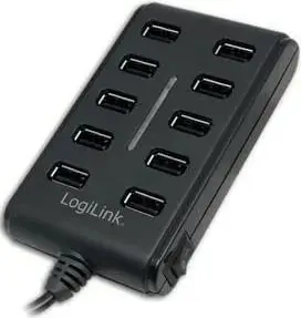 Qendër USB Logilink UA0125, 10 porte USB 2.0, 3.5A, e zezë