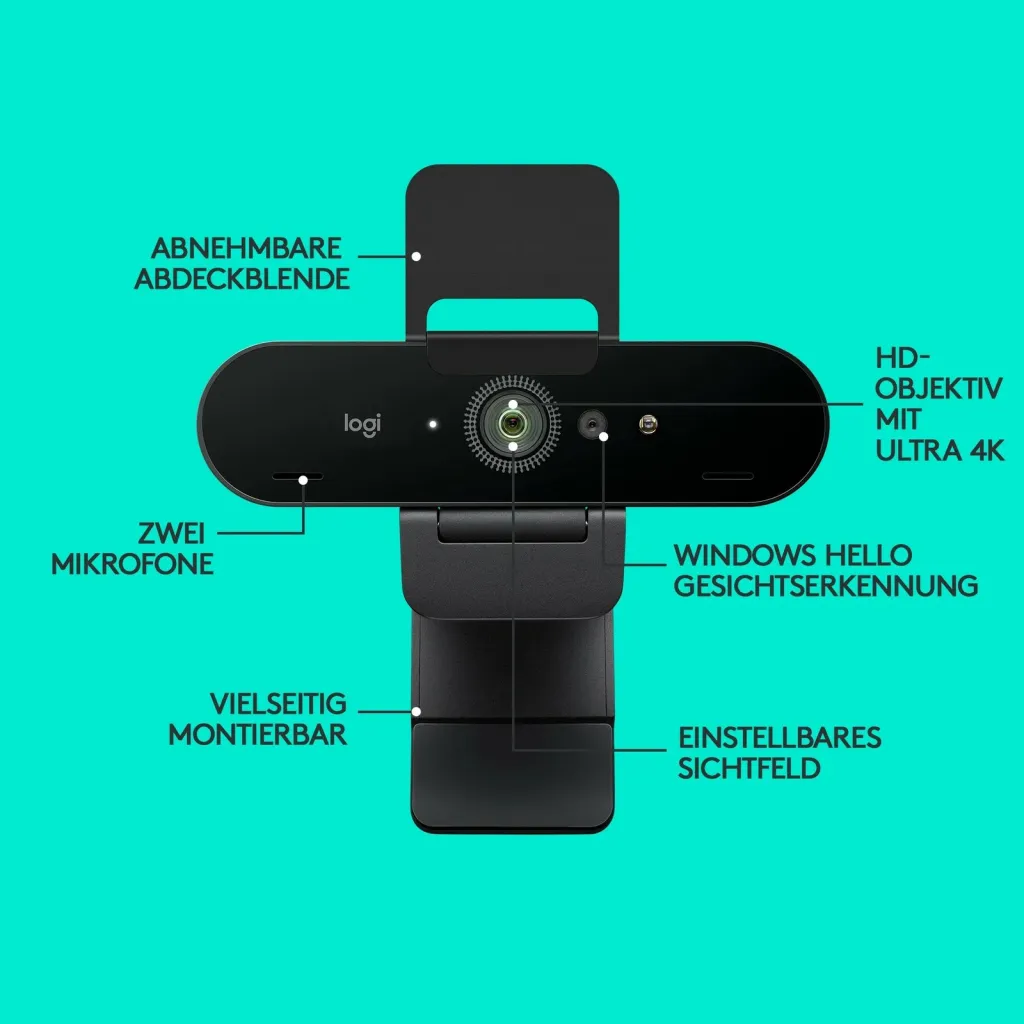 Kamerë Logitech BRIO, 4K, 90FPS, Windows Hello, e zezë - 4