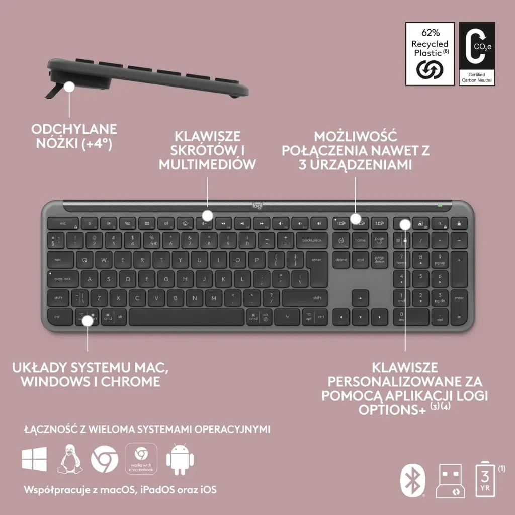 Set tastierë dhe maus Logitech Signature Slim MK950, i hirtë - 9