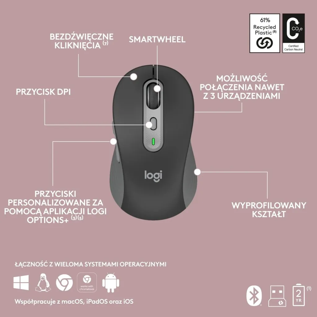 Set tastierë dhe maus Logitech Signature Slim MK950, i hirtë - 10