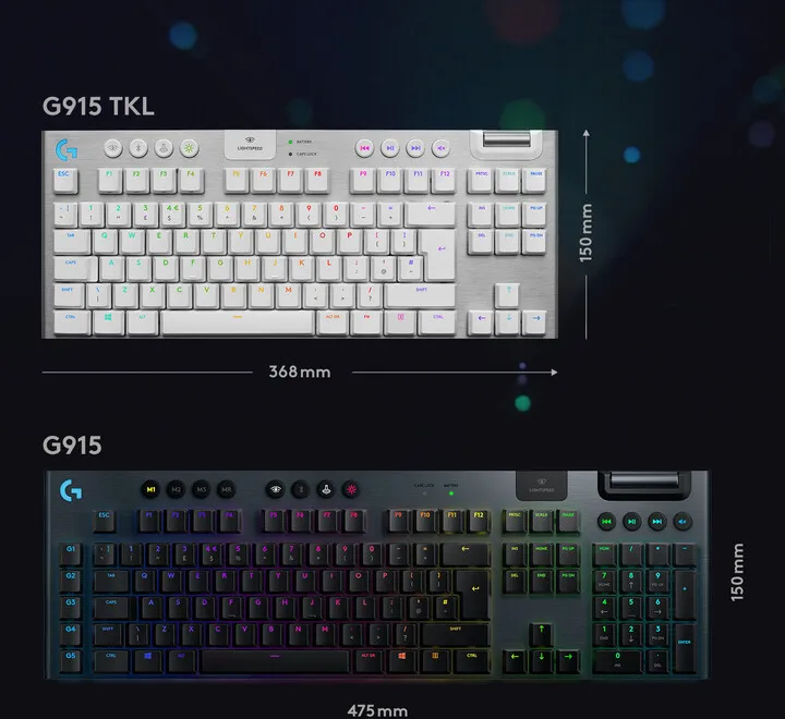 Tastierë Logitech G915 TKL Lightspeed, GL Tactile, US, e argjendtë - 8