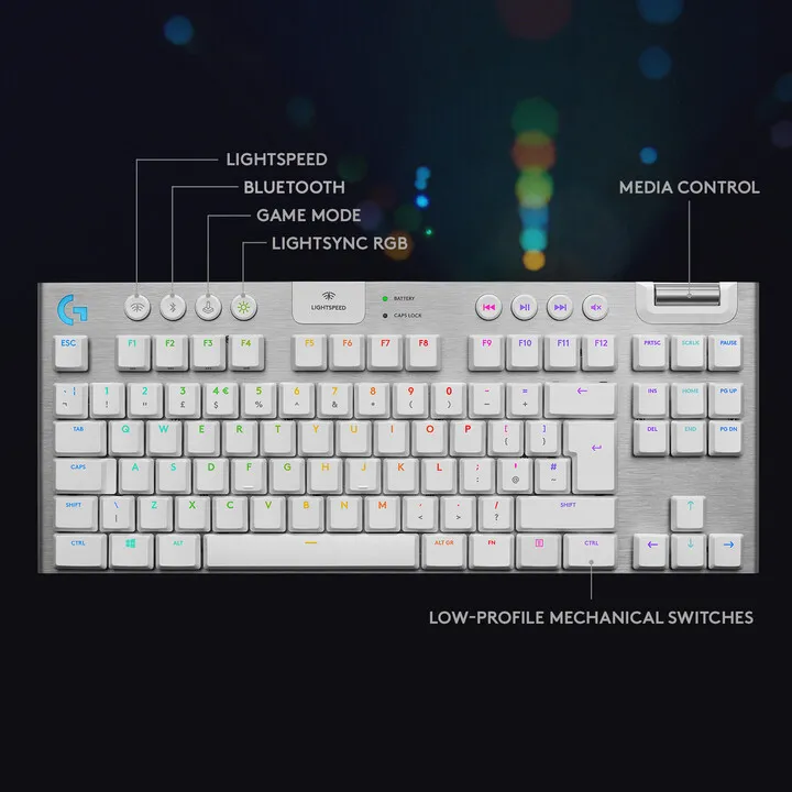 Tastierë Logitech G915 TKL Lightspeed, GL Tactile, US, e argjendtë - 9