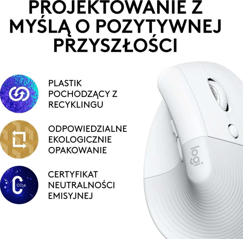 Maus wireless Logitech Lift, i bardhë - 5