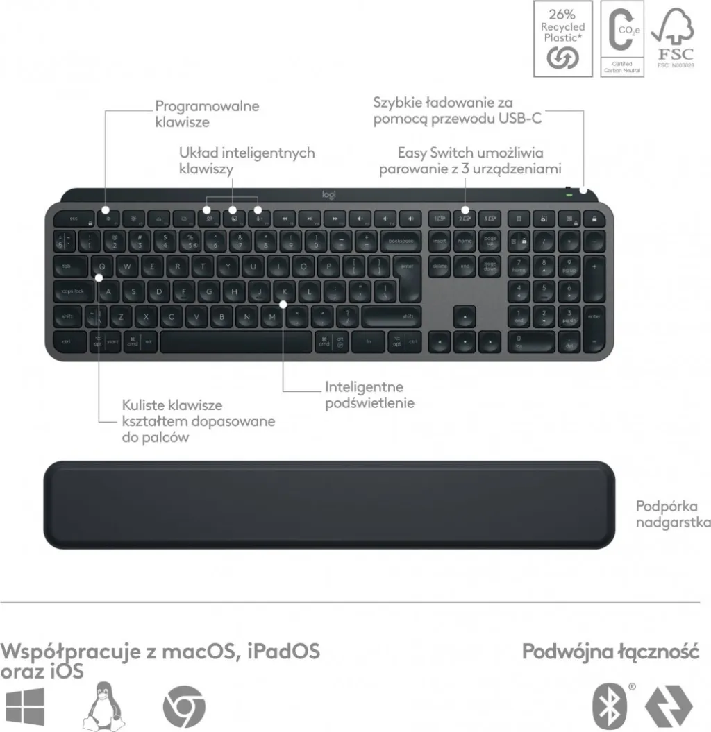 Set tastierë dhe maus Logitech MX Keys S Combo Graphite - 5