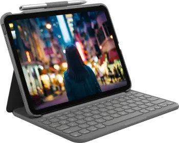 Këllëf me tastierë Logitech Slim Folio për Apple iPad 2022 (gjenerata e 10-të), US, gri