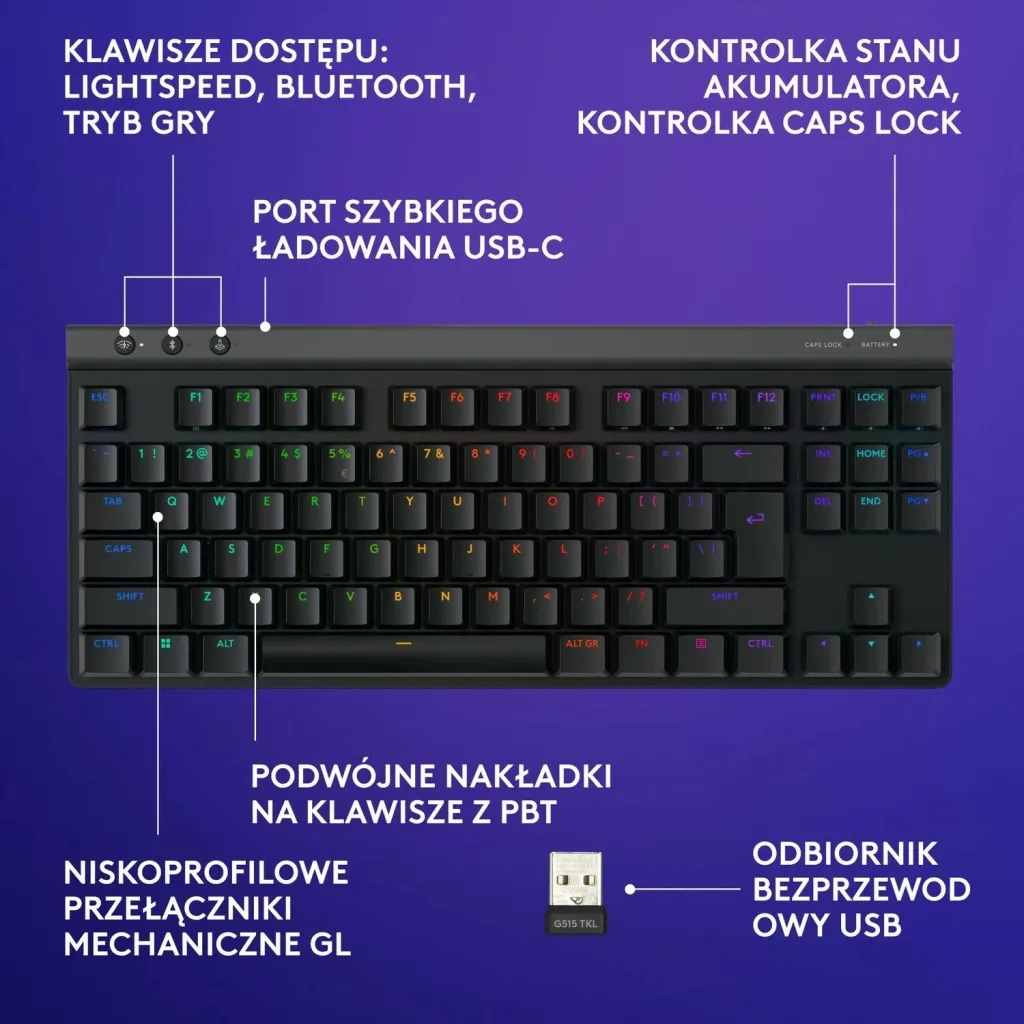Tastierë Logitech G515 Lightspeed TKL, e zezë - 6