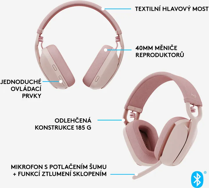 Kufje Logitech Zone Vibe 100, rozë - 6