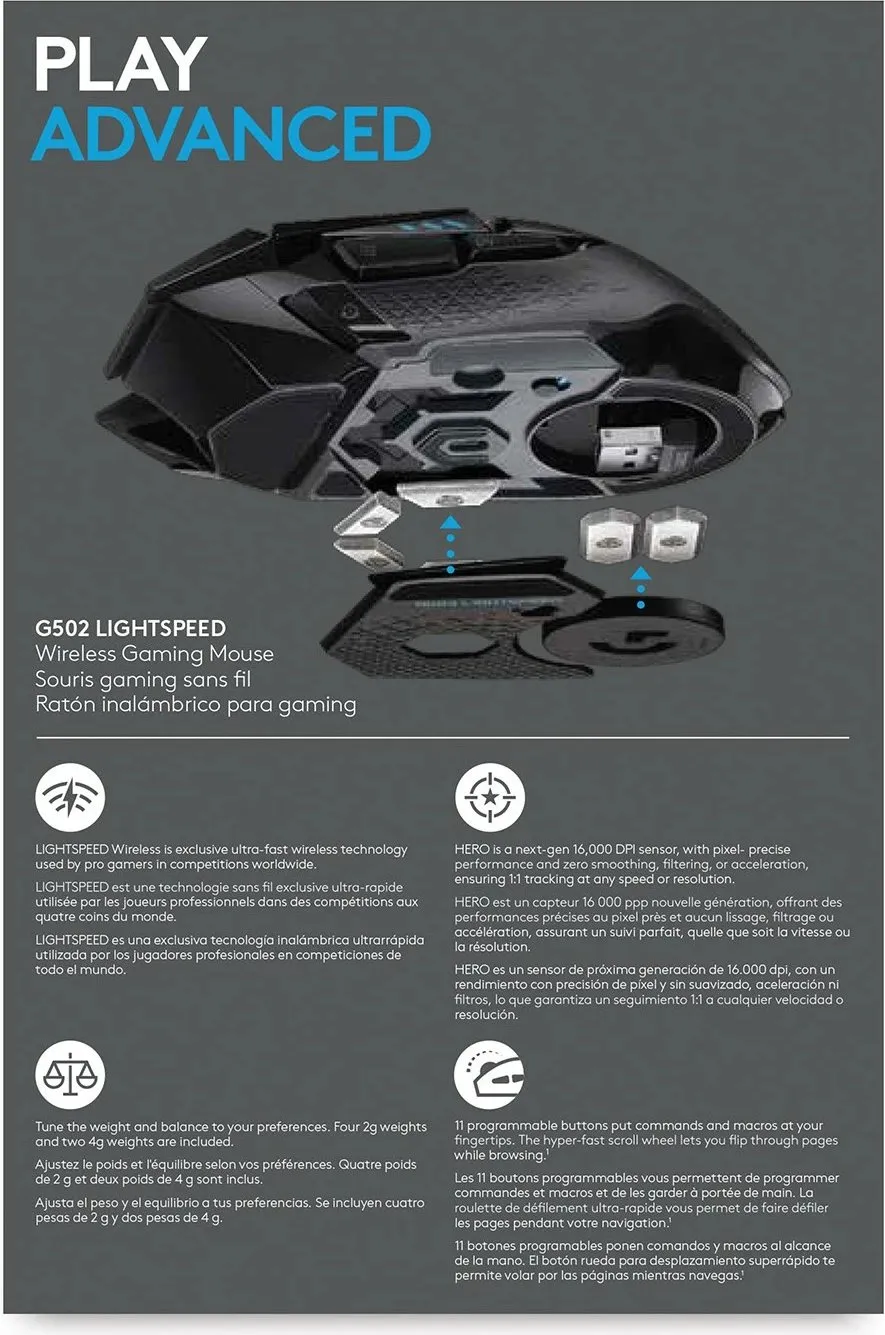 Maus Logitech G G502 LIGHTSPEED, wireless, i zi - 5