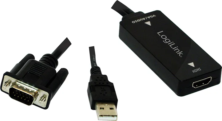 Përshtatës AV LogiLink D-Sub (VGA) - HDMI + USB-A, i zi - 1