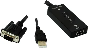 Përshtatës AV LogiLink D-Sub (VGA) - HDMI + USB-A, i zi