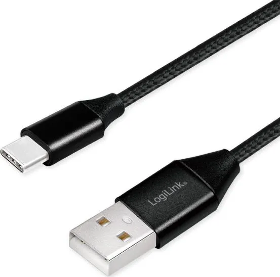 Kabllo LogiLink CU0140, USB-A në USB-C, 1m, e zezë - 1