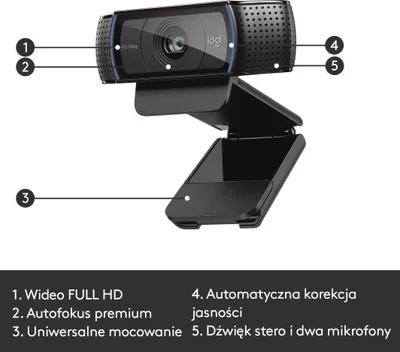 Kamera web Logitech HD Pro C920, Full HD 1080p, e zezë - 6