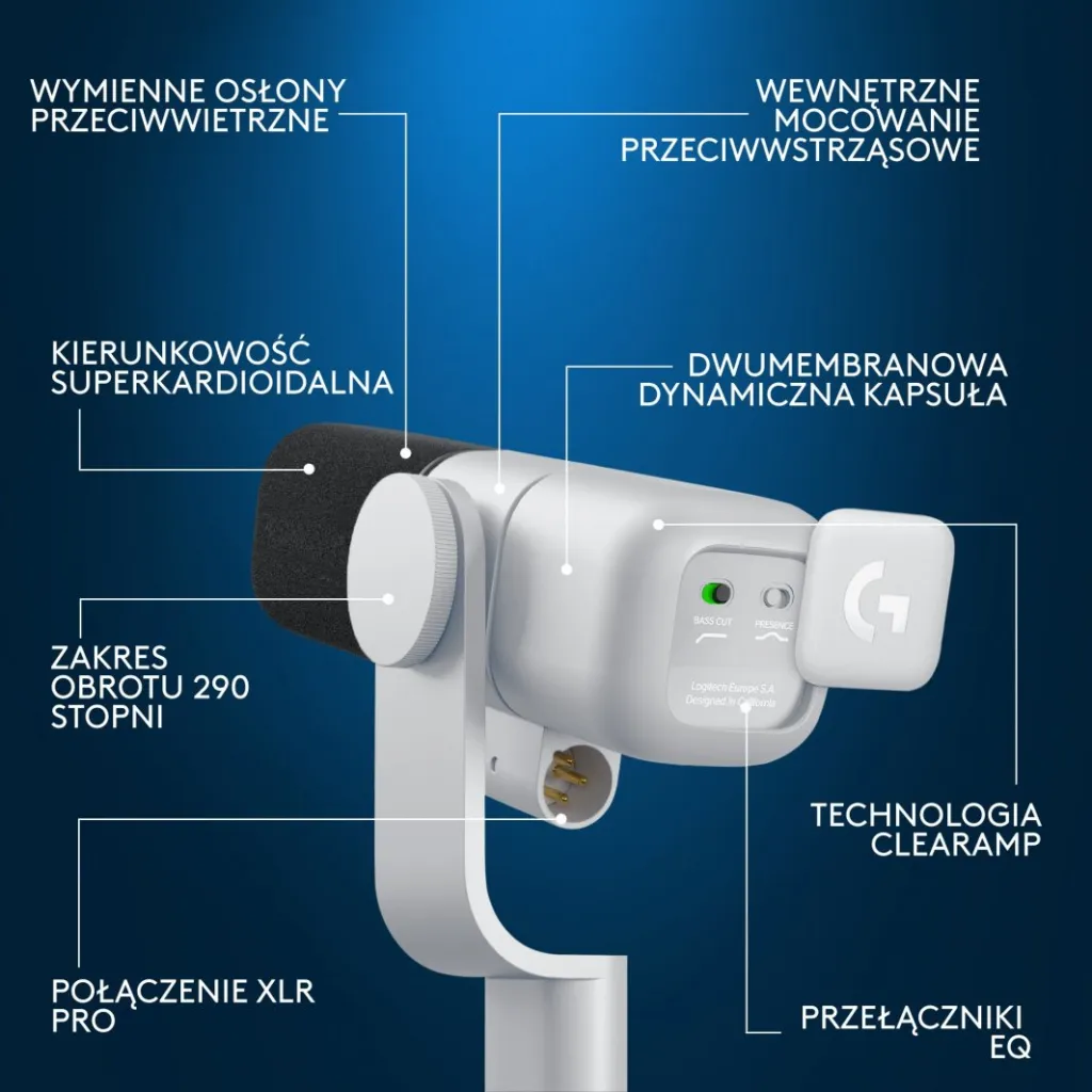 Mikrofon Logitech G Yeti Studio (988-000566), i bardhë - 12