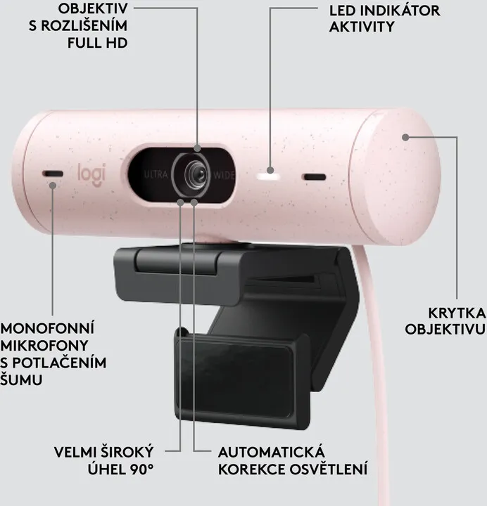 Ueb kamerë Logitech Brio 500 (960-001421), rozë - 6