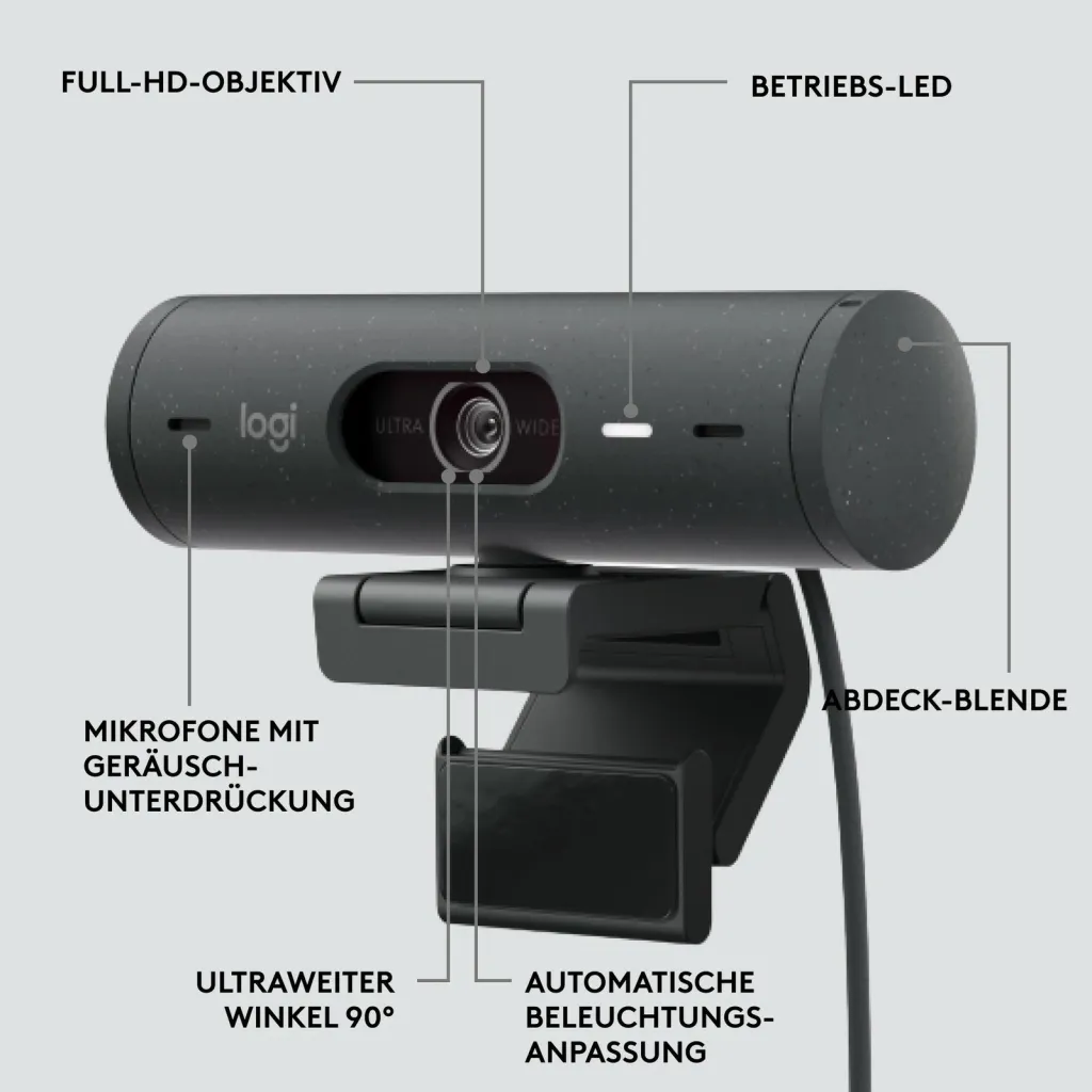 Kamerë Logitech Brio 500 960-001422, Full HD, grafit - 5