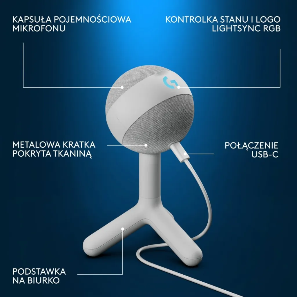 Mikrofon Logitech G Yeti Orb (988-000558), i bardhë - 8