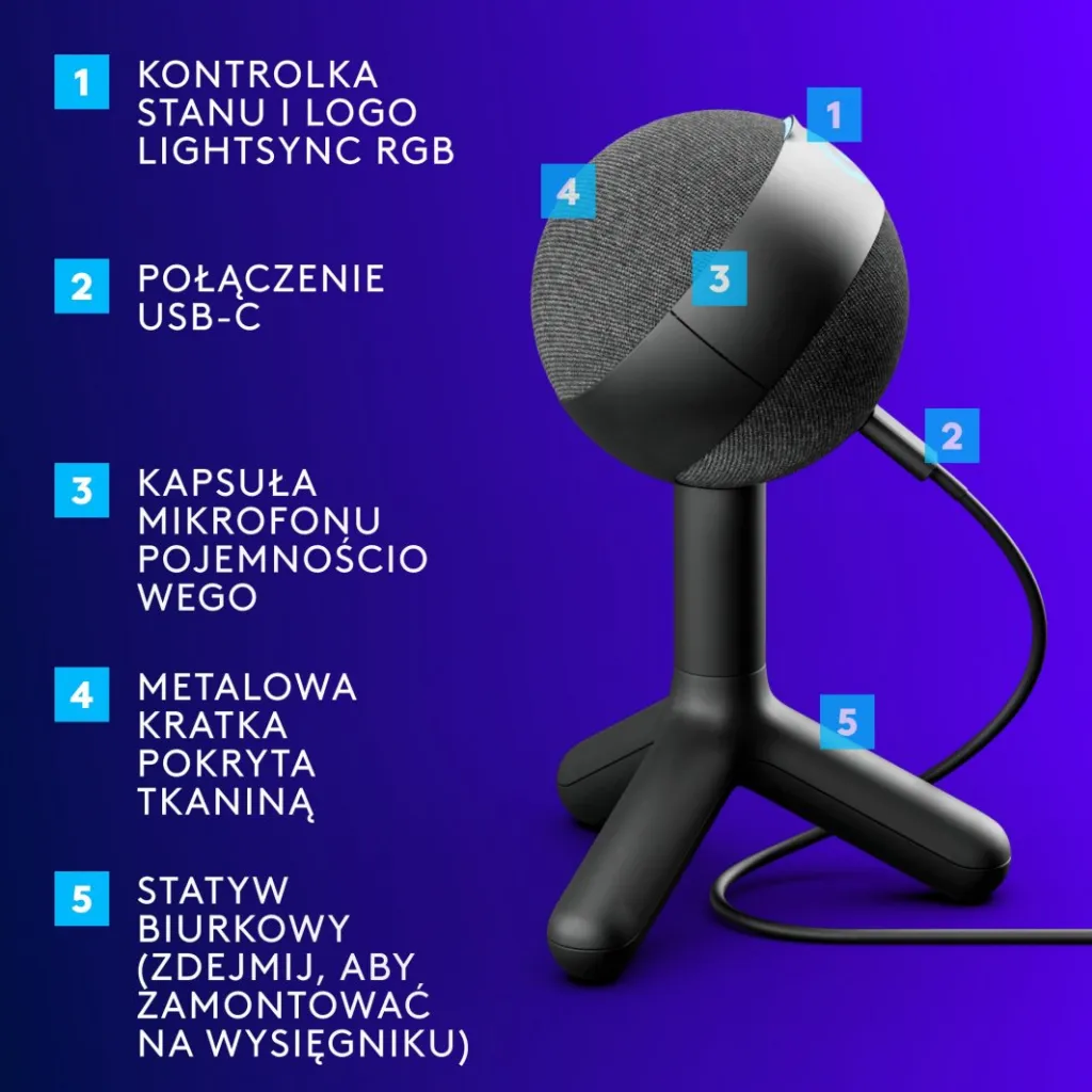 Mikrofon Logitech G Yeti Orb, i zi - 5