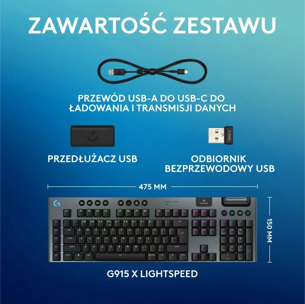 Tastierë gaming Logitech G915 X GL, RGB, e zezë - 8