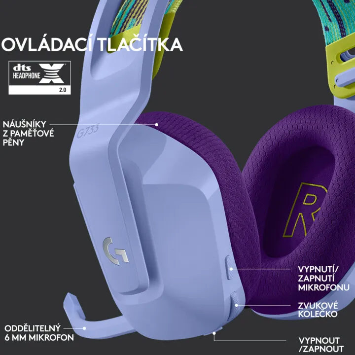 Kufje Logitech G733 Lightspeed, vjollcë - 5